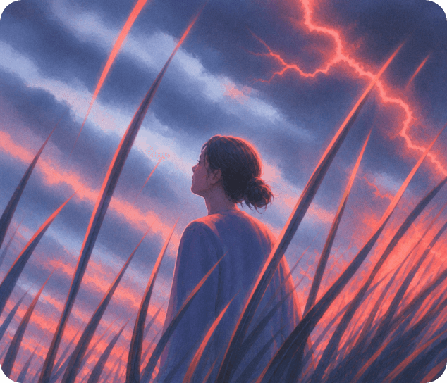 Storm at dusk with lightning